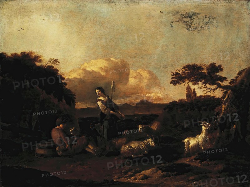 Shepherdess and a Flock of Sheep, 1660. Creator: Jan Frans Soolmaker.