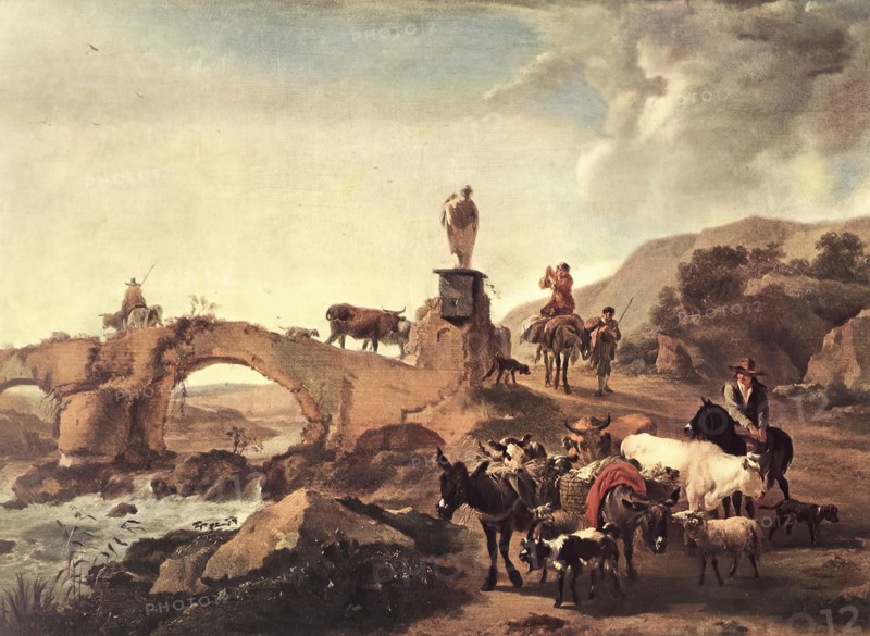 Italian Landscape with a Small Bridge, 1656. Creator: Nicolaes Berchem.