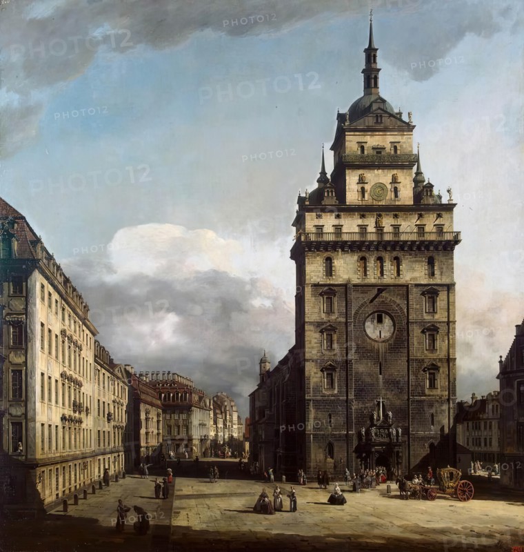 Square with the Kreuzkirche in Dresden, 1751. Creator: Bernardo Bellotto.
