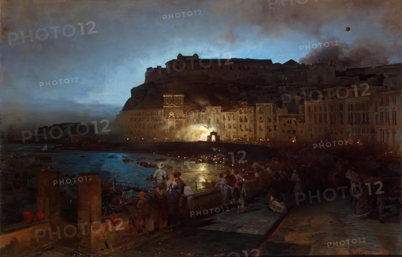 Fireworks in Naples, 1875. Creator: Oswald Achenbach.