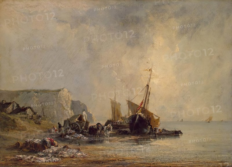 Boats near Shore of Normandy, 1823. Creator: Richard Parkes Bonington.