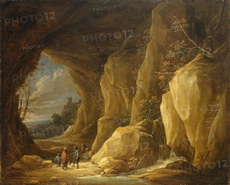 Landscape with a Grotto and a Group of Gipsies, 1640. Creator: David Teniers II.
