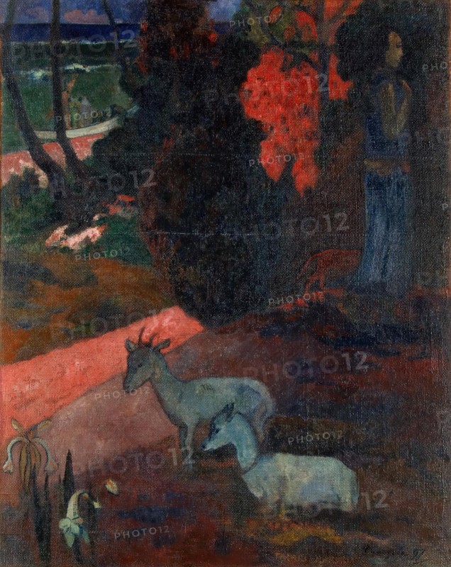 Landscape with Two Goats (Tarari Maruru), 1897. Creator: Paul Gauguin.
