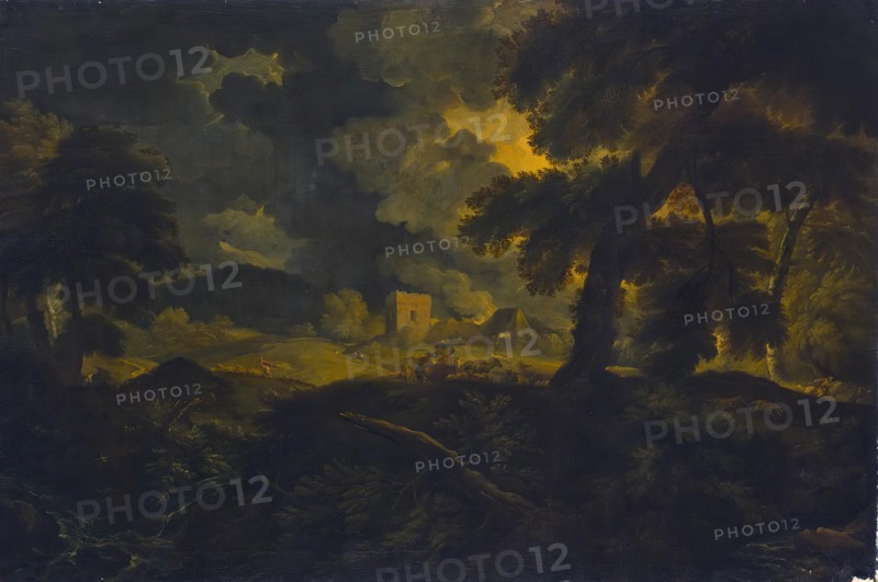 Landscape with Shepherds in a Storm, 1695. Creator: Pieter Mulier.