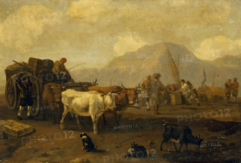 Landscape with a Cart Driven by  Bullocks, 1664. Creator: Abraham Jansz Begeyn.