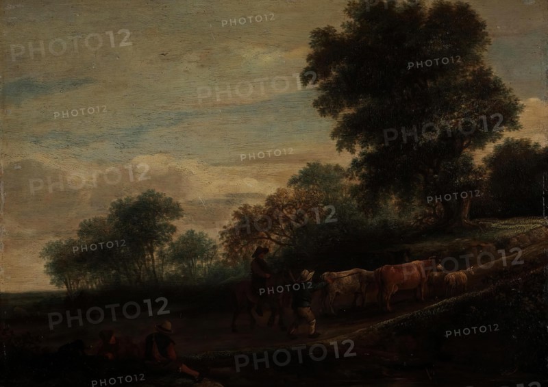 Landscape with Shepherds and Cattle, 1645. Creator: Adriaen van Ostade.