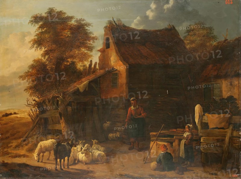 Herd of Sheep near a Peasant House, 1650. Creator: Jan Baptist Wolfaerts.