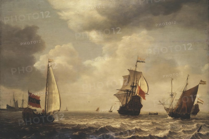 Stormy Sea with Sailing Ships, 1640. Creator: Simon de Vlieger.