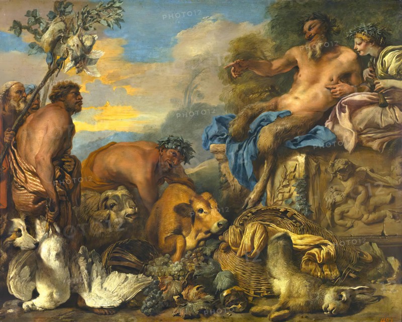 Satyrs Bringing their Gifts, 1640. Creator: Giovanni Benedetto Castiglione.