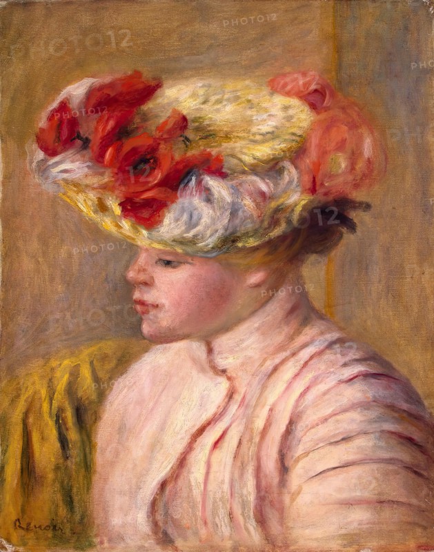 Young Woman in a Flowered Hat, 1892. Creator: Pierre-Auguste Renoir.