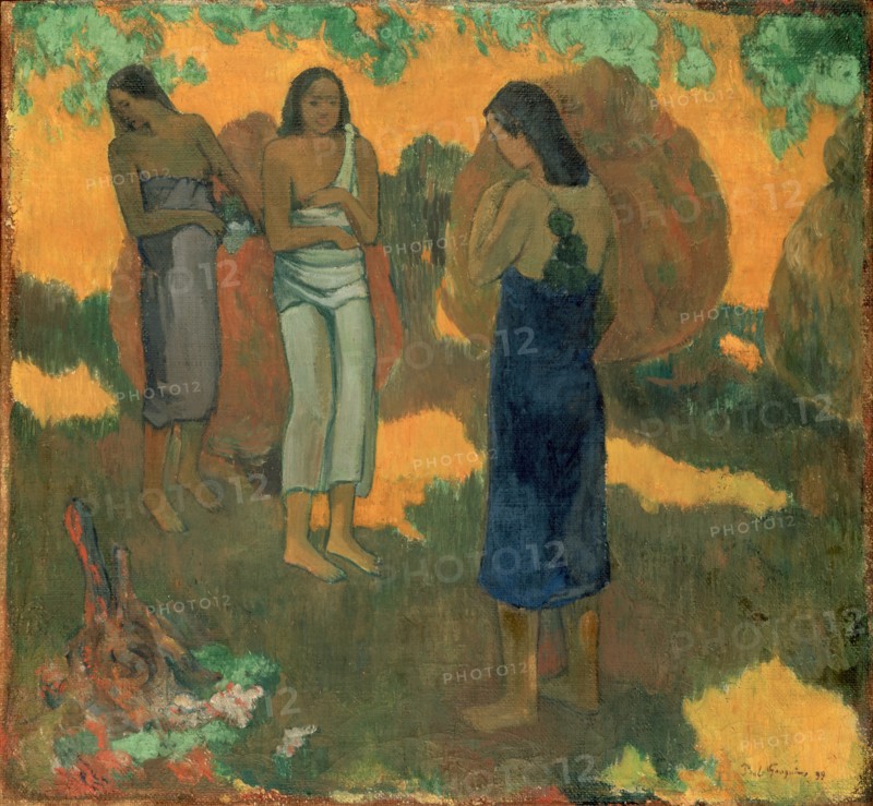 Three Tahitian Women Against a Yellow Background, 1899. Creator: Paul Gauguin.