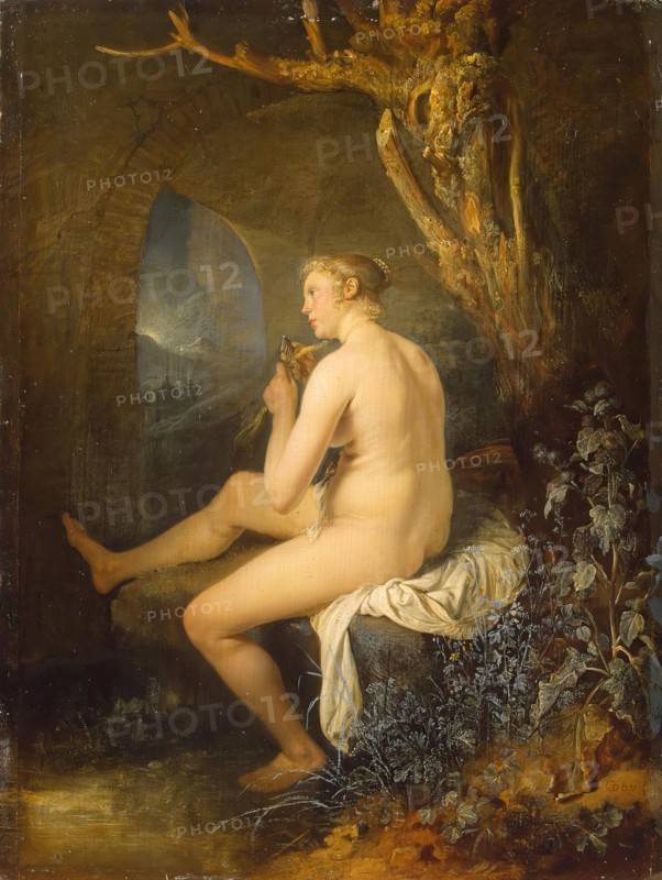 Woman Bather combing her Hair, 1665. Creator: Gerrit Dou.