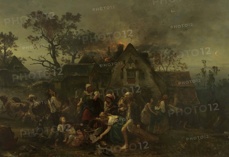 Fire on the Farm, 1854. Creator: Ludwig Knaus.