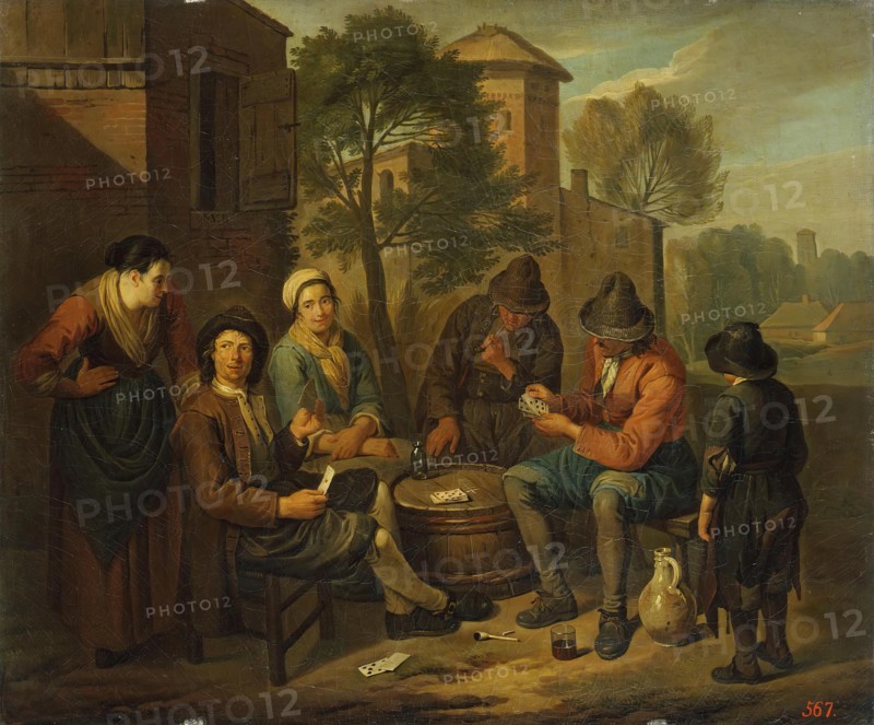 Peasants Playing Cards, 1700. Creator: Norbert van Bloemen.