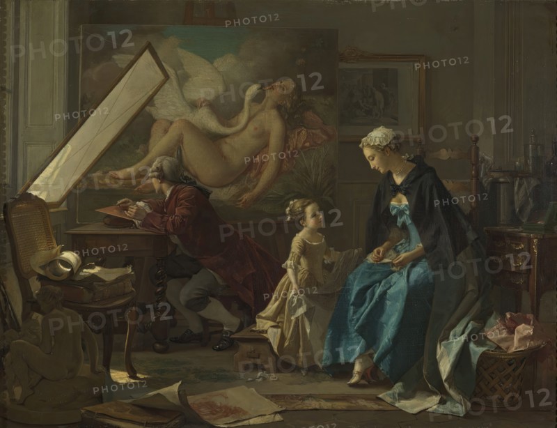 The Studio of the Engraver, 1850. Creator: Jean-Baptiste Antoine Emile Beranger.