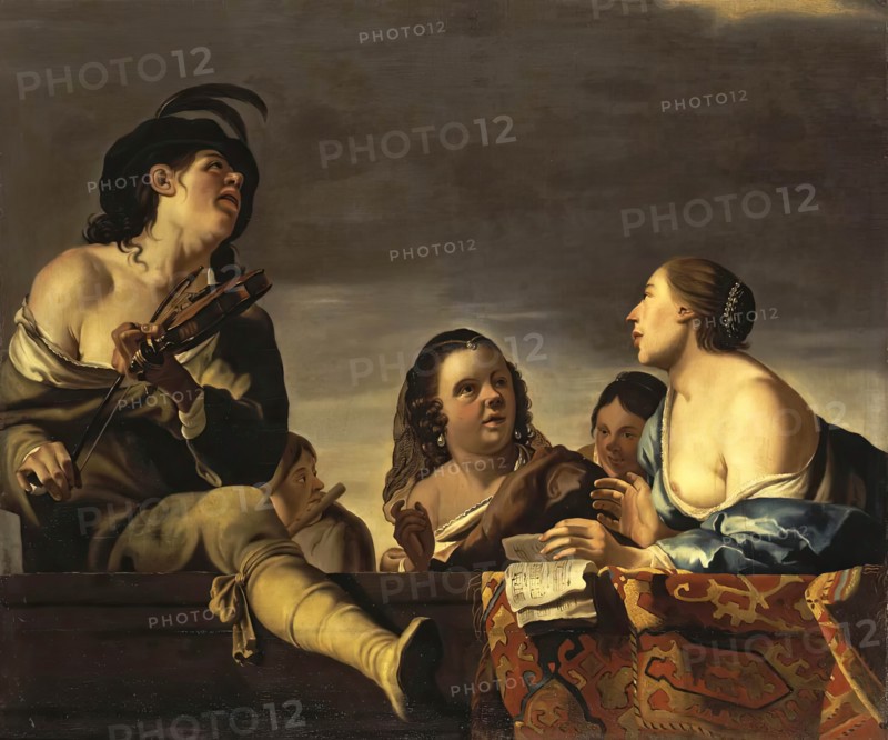 Merry Society with a Violinist, 1640. Creator: Jan Gerritsz van Bronckhorst.