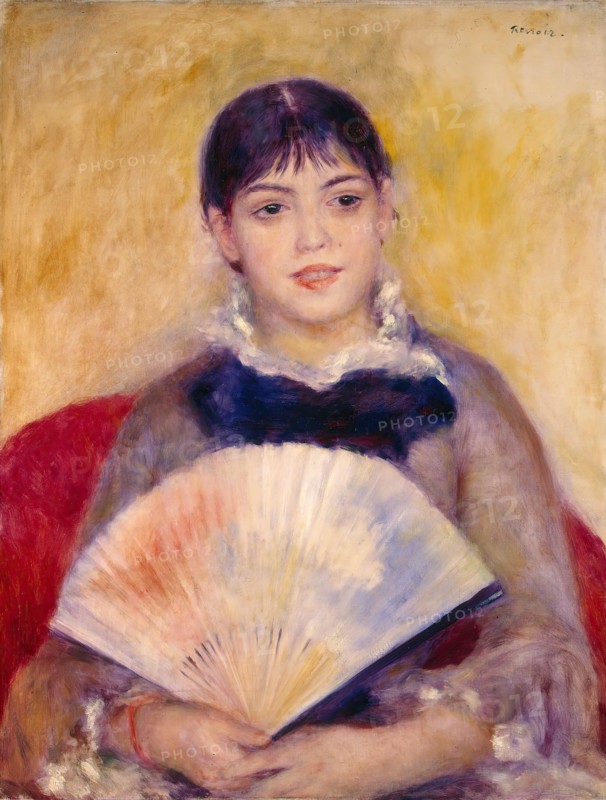 Girl with a Fan, 1885. Creator: Pierre-Auguste Renoir.