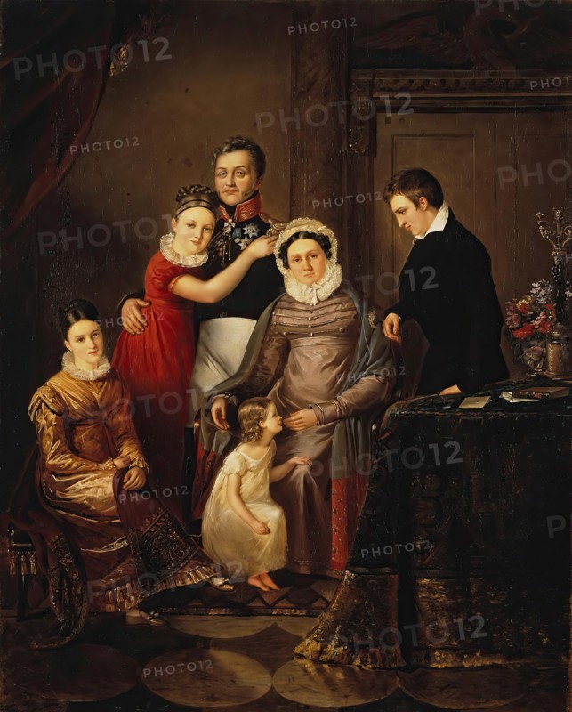 Portrait of Count Nikolai Repnin-Volkonsky with His Family, 1825. Creator: Unknown.
