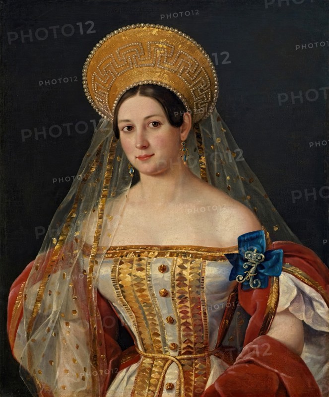 Portrait of the Lady-in-Waiting Sofia Orlova-Denisova (?), 1835. Creator: Pimen Orlov.