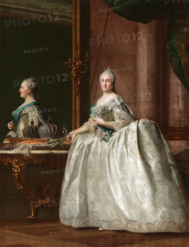 Portrait of Catherine II in front of a Mirror, 1763. Creator: Vigilius Erichsen.