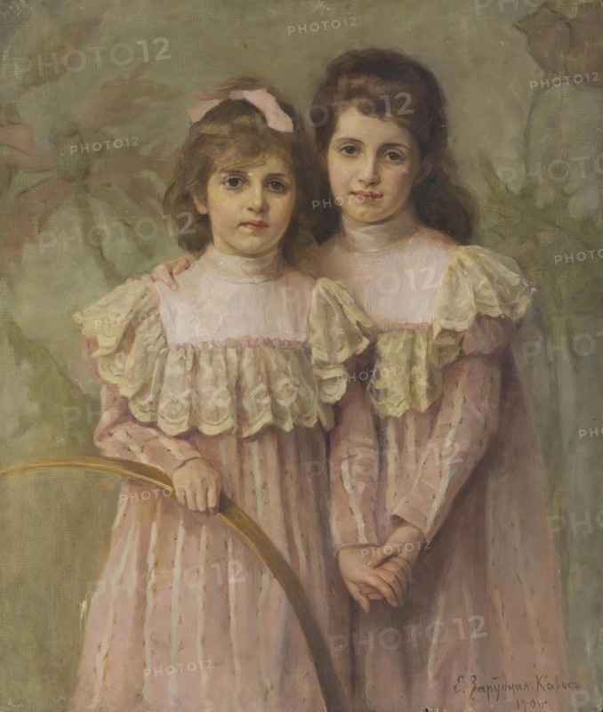 Portrait of Artist's Daughters, 1900. Creator: Yekaterina Zarudnaya-Cavos.