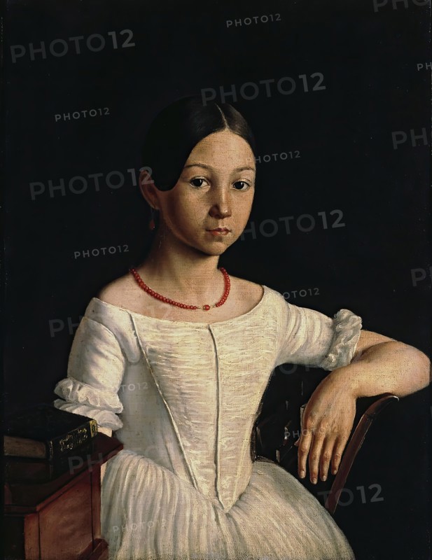 Portrait of Lydia Miliukova (1832-?), 1848. Creator: Grigory Soroka.