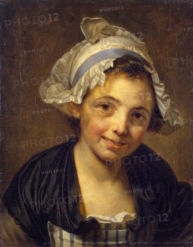 Head of a Young Girl in a Bonnet, 1760. Creator: Jean-Baptiste Greuze.