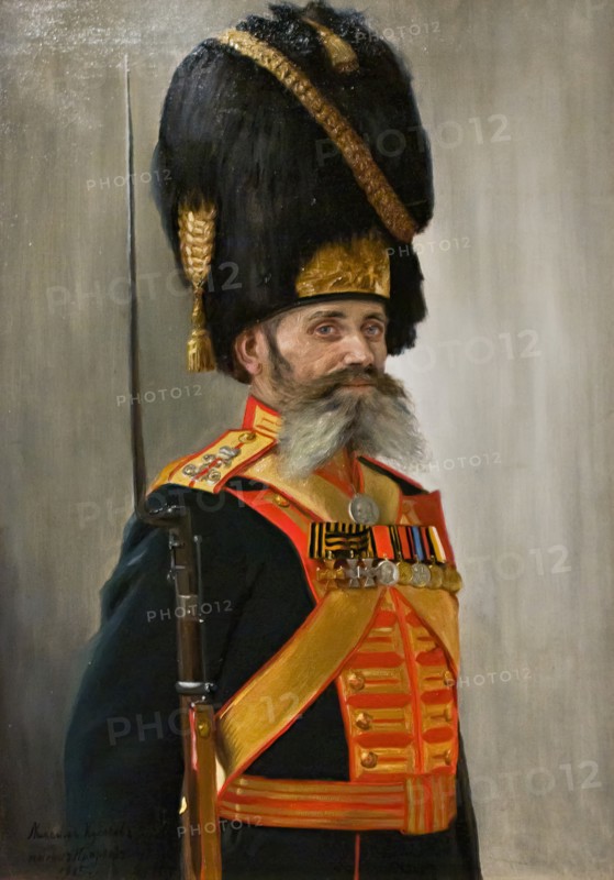 Portrait of the Palace Grenadier Company's Private Maksim Kulakov , 1915. Creator: Vladimir Poyarkov.