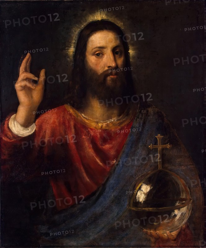 Christ Blessing, 1570. Creator: Titian.