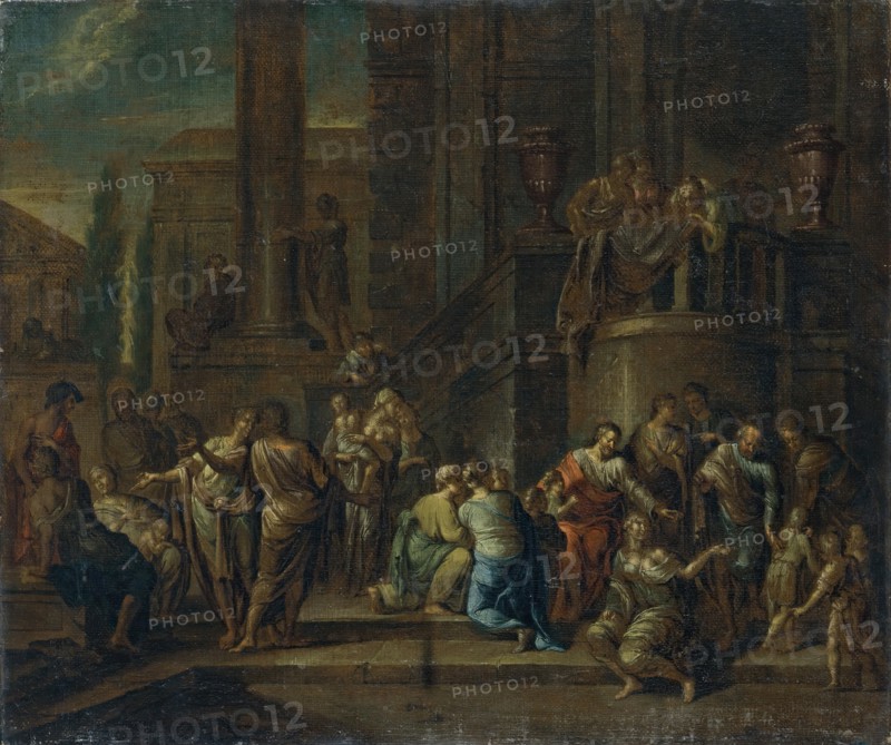Christ Blessing the Children ('Suffer little children to come unto me, and forbid them not...'),1696 Creator: Gaspar Jacob van Opstal II.