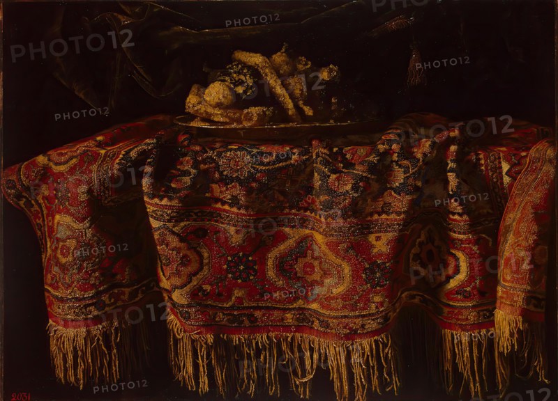 Still Life with an Oriental Carpet, 1650. Creator: Francesco Maltese.