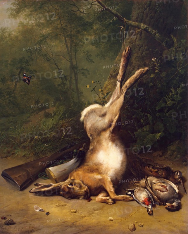 Still Life with a Hare, 1844. Creator: Eugène Verboeckhoven.