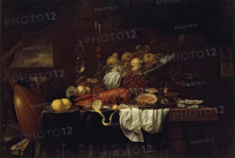 Lobster, Oysters and Fruits on the Table, 1655. Creator: Joris van Son.