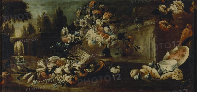 Still Life with Flowers and Parrot, 1700. Creator: Gasparo Lopez.