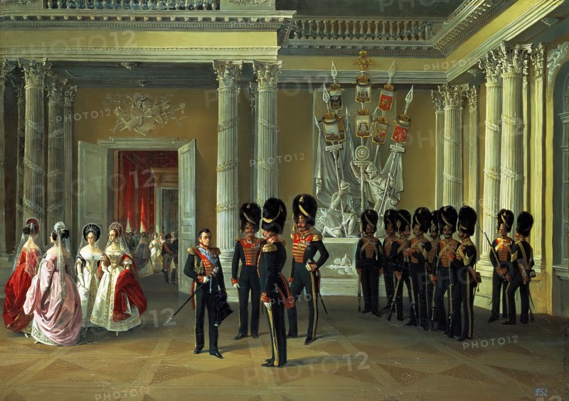 Part of the White (Armorial) Hall in the Winter Palace, 1838. Creator: Adolphe Ladurner.