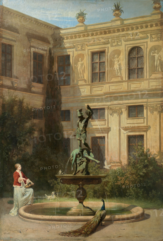 Courtyard with the Grotto in the Munich Royal Residence, 1862. Creator: Hans von Marées.