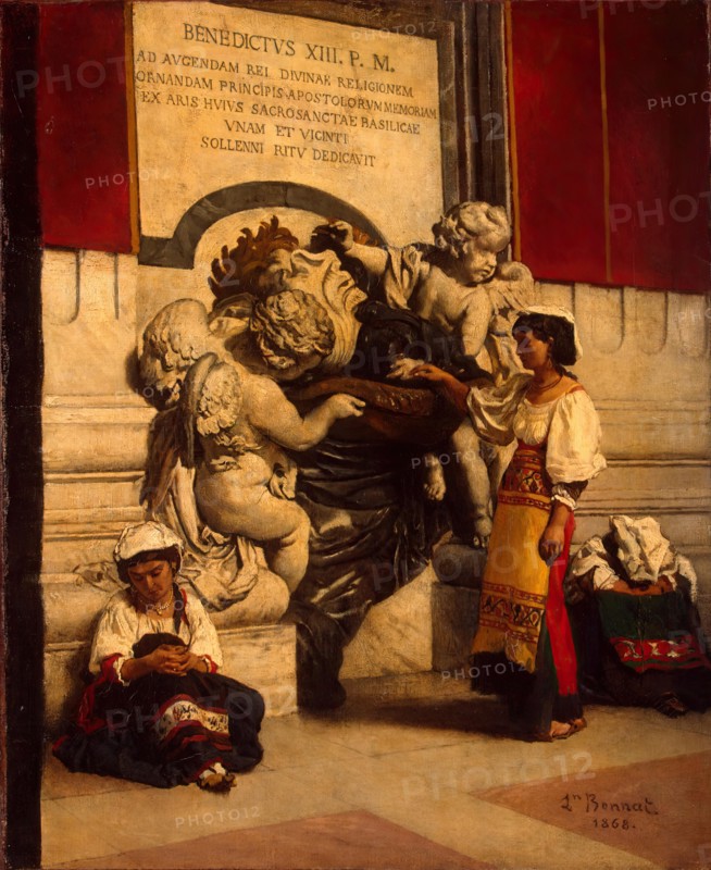 Holy Water Font by St Peter's Basilica in Rome, 1868. Creator: Leon Joseph Florentin Bonnat.