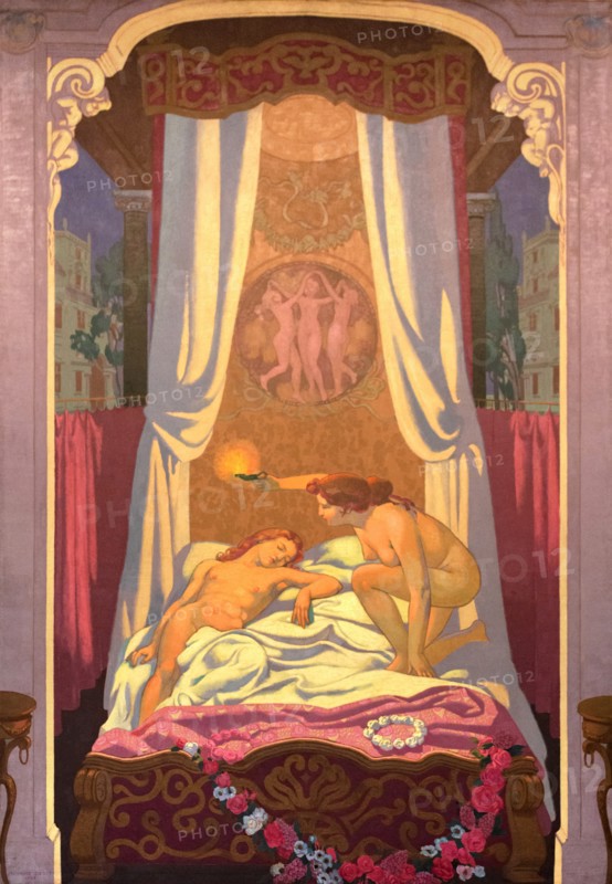 Panel 3. Psyche Discovers that Her Mysterious Lover is Eros, 1908. Creator: Maurice Denis.