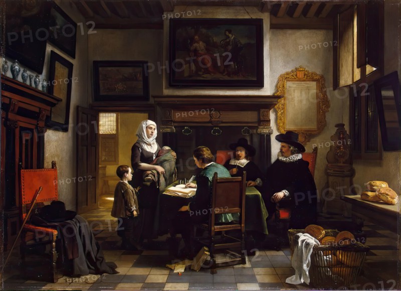 Distribution of Charity in the Alms-House, 1857. Creator: Hubertus van Hove.