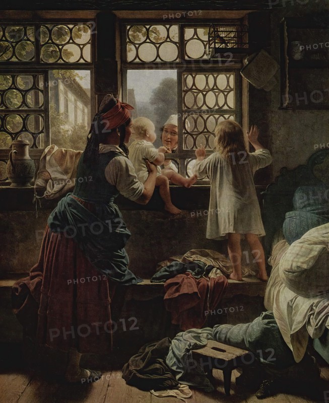 Scene by the Window, 1858. Creator: Friedrich Eduard Meyerheim.