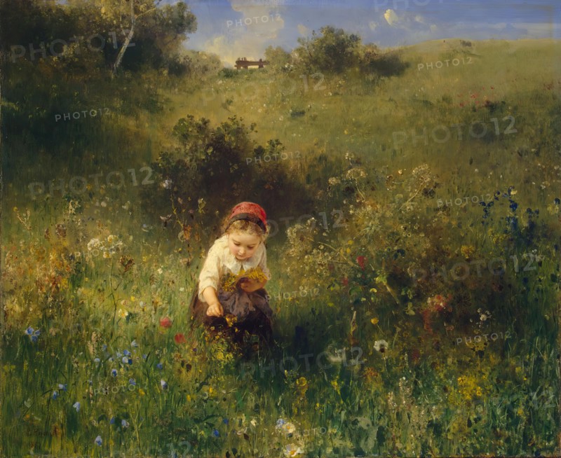 Girl in a Field, 1857. Creator: Ludwig Knaus.
