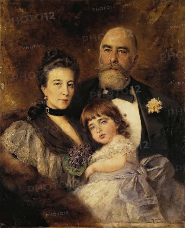 Group Portrait of M.S. Volkov, S.N. Volkova and S.M. Volkov-Monsey, 1900. Creator: Konstantin Makovsky.