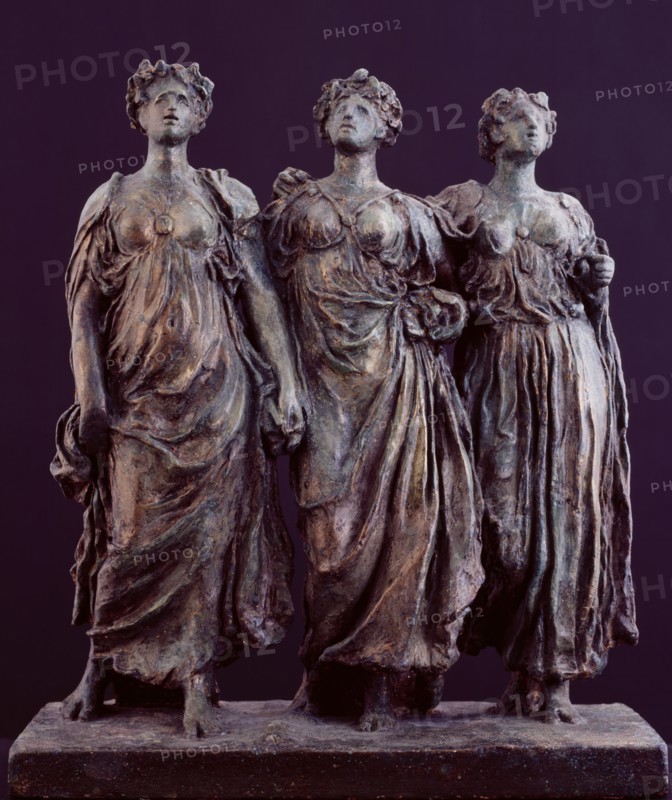 Sketch model for a group of three figures in 'The Daphnephoria', c1873. Creator: Frederic Leighton.