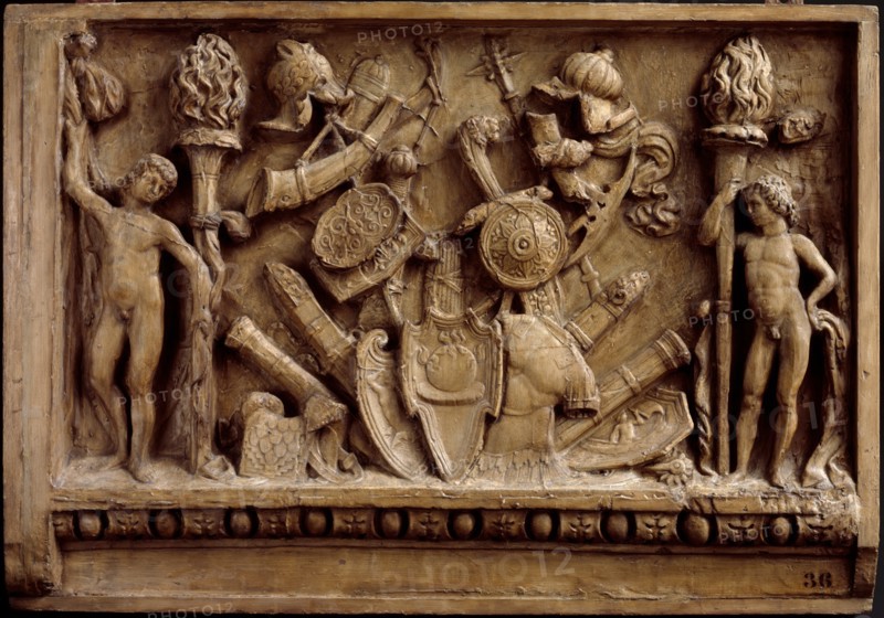Relief depicting panoply of trophies, 19th century? Creator: Unknown.