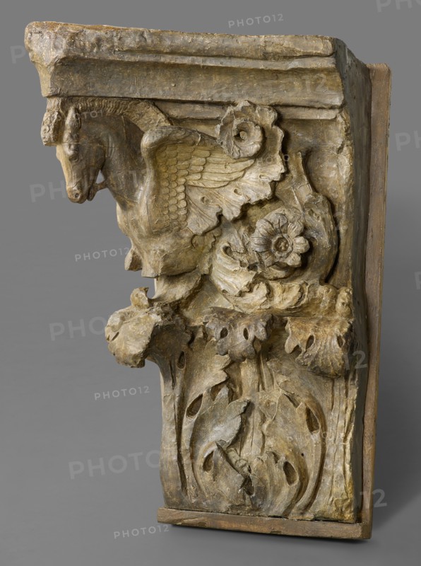 Cast of a Corinthian pilaster capital with Pegasus volutes..., late 18th century/early 19th century. Creator: Unknown.