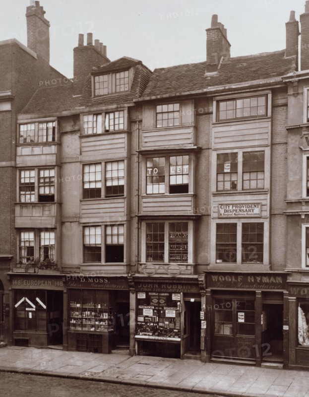 Old Houses in Aldersgate Street, c1879. Creator: Henry Dixon & Son.