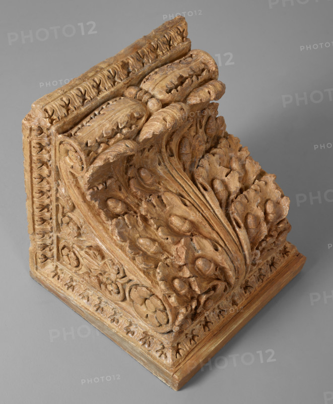 Cast of modillion faced with acanthus leaf, oak apples and ornate decorations, late 18-early 19 cen Creator: Unknown.