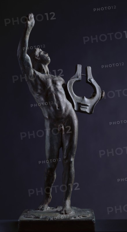 Sketch model for figure holding lyre in 'The Daphnephoria', c1891. Creator: Frederic Leighton.