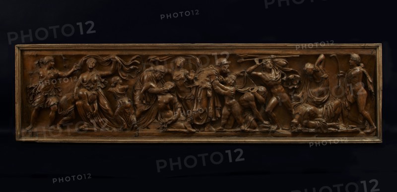 Cast of front panel of sarcophagus showing Artemis, Apollo, and Niobids. Creator: Unknown.