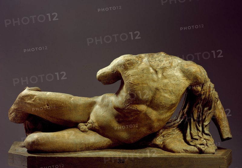 Cast of Figure A (Ilissos?) from west pediment of Parthenon, (1816?). Creator: Unknown.